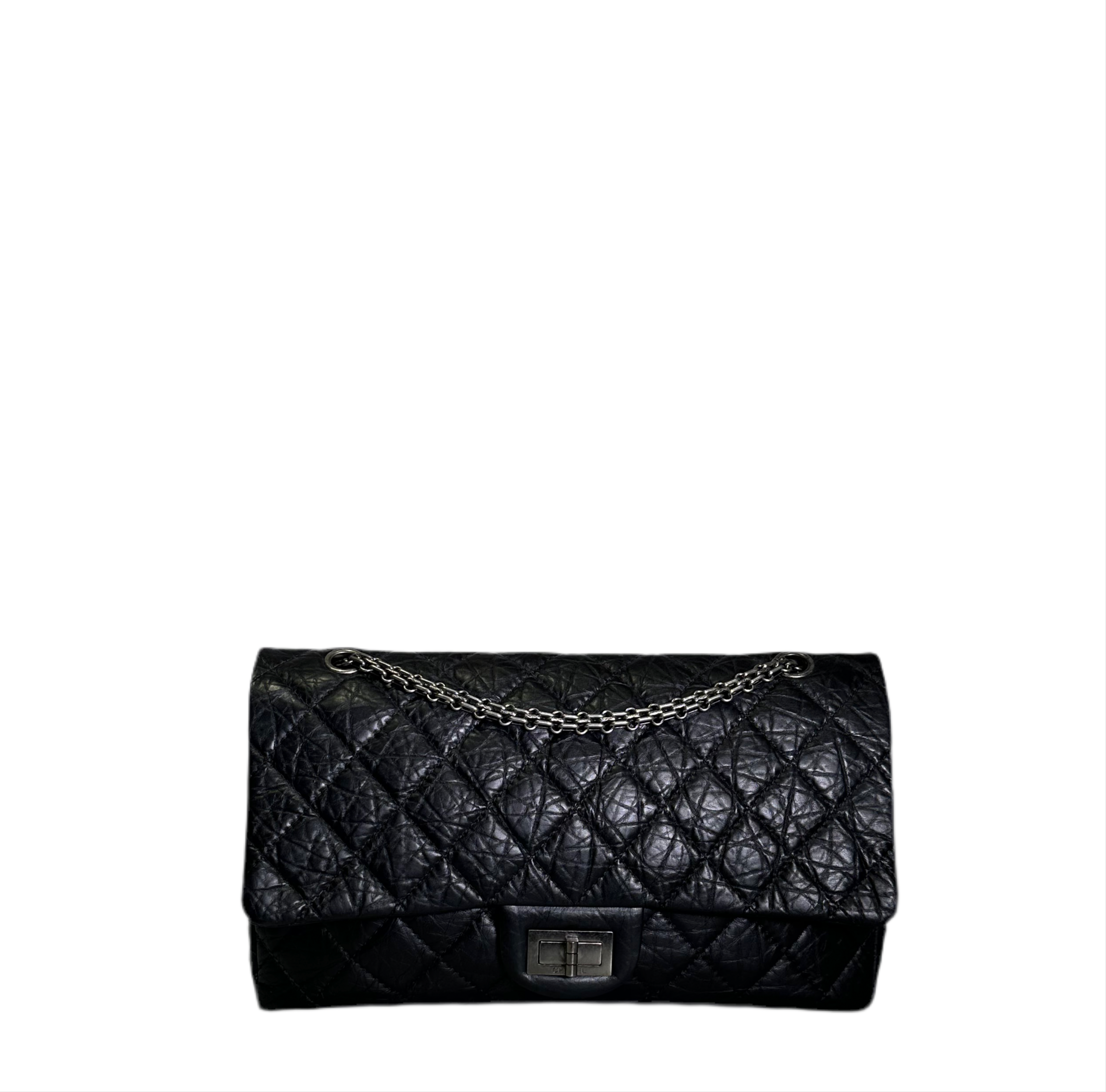 Chanel Schwarz Silber Chanel Tasche Vintage Leder Schwarz