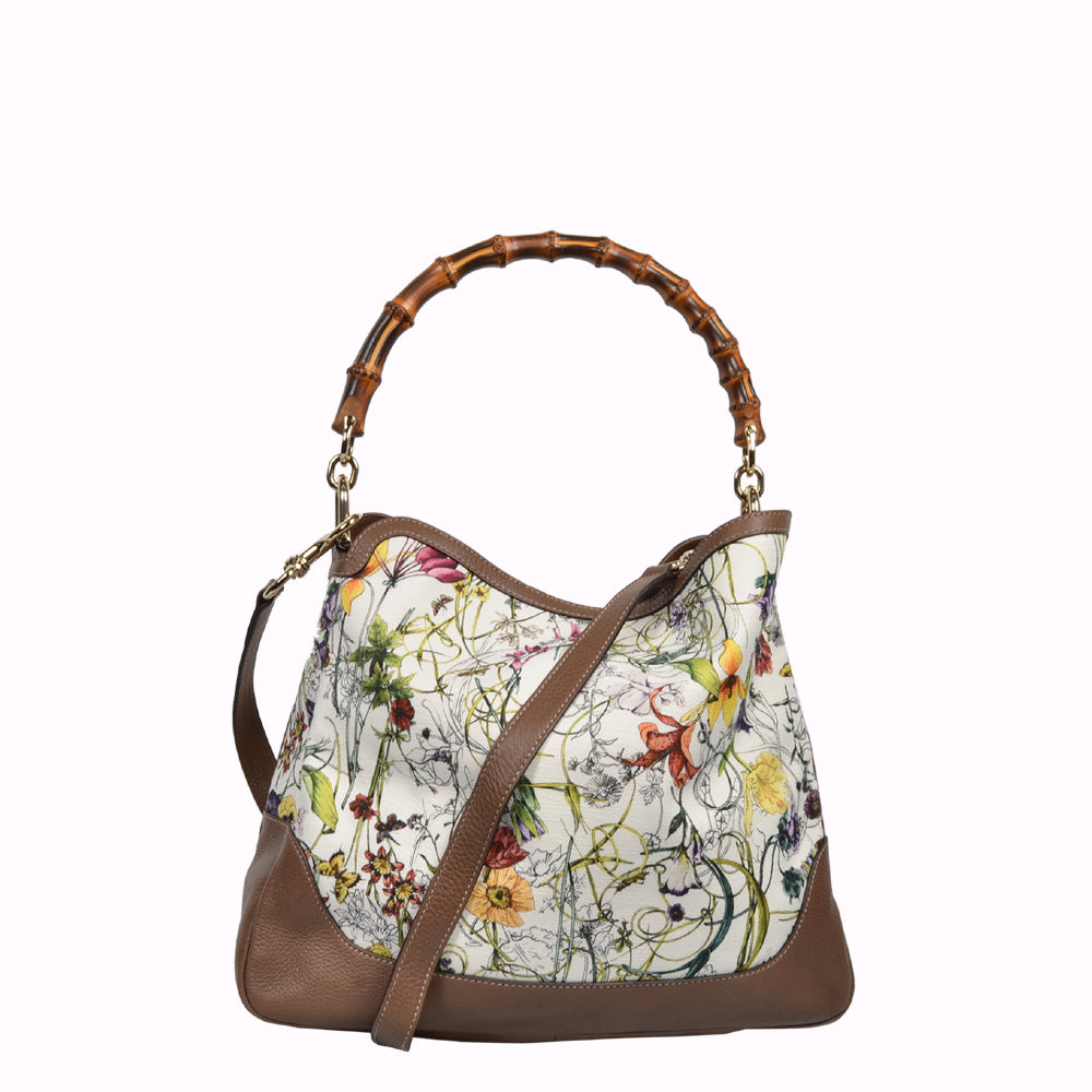 Gucci Tasche Bag Diana Canvas Leder Bamboo Floral