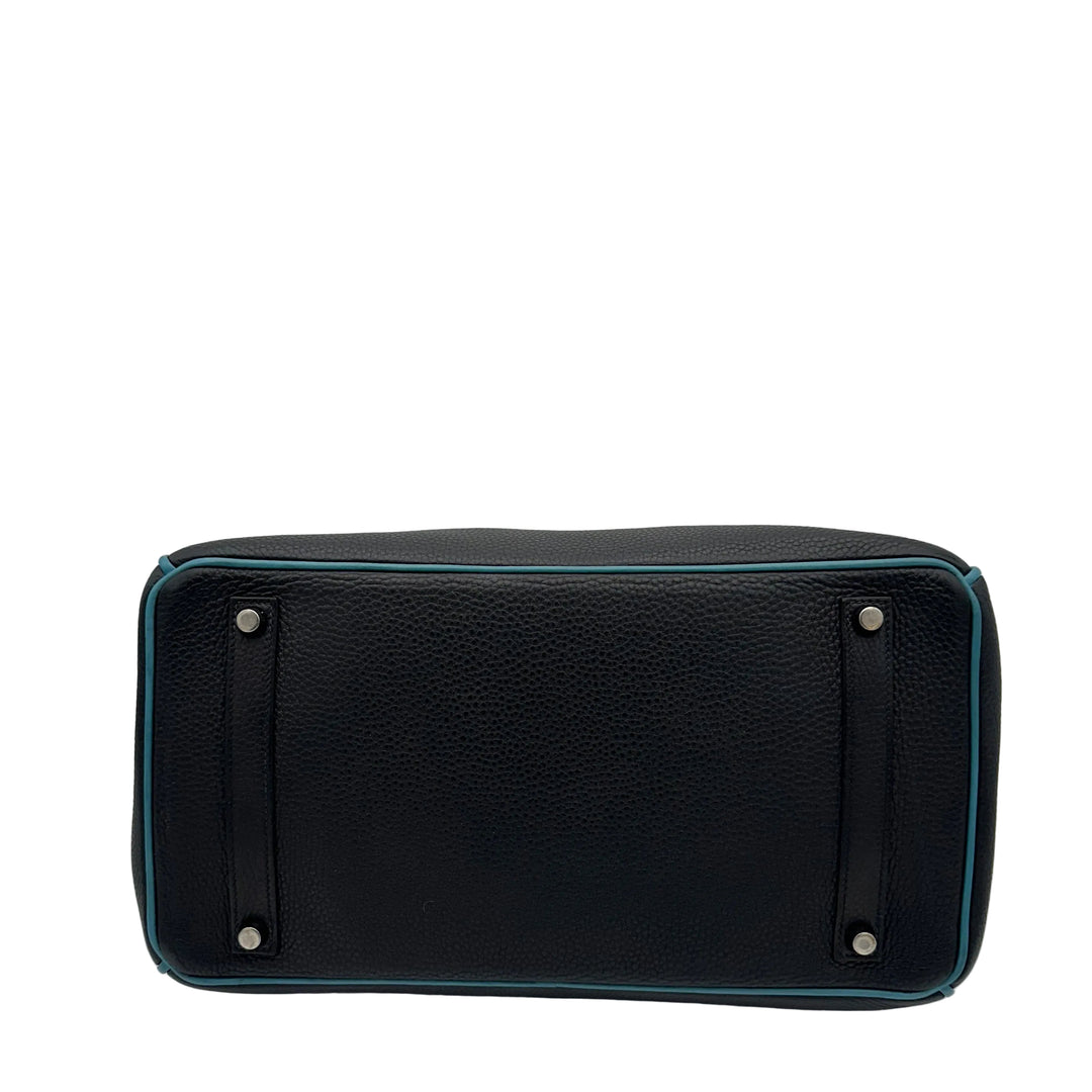 Hermes Bikin 35 Retourne Togo Leder Bleu Indigo Innen und Kanten Bleu Jean Hardware Palladium