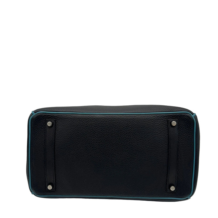 Hermes Bikin 35 Retourne Togo Leder Bleu Indigo Innen und Kanten Bleu Jean Hardware Palladium