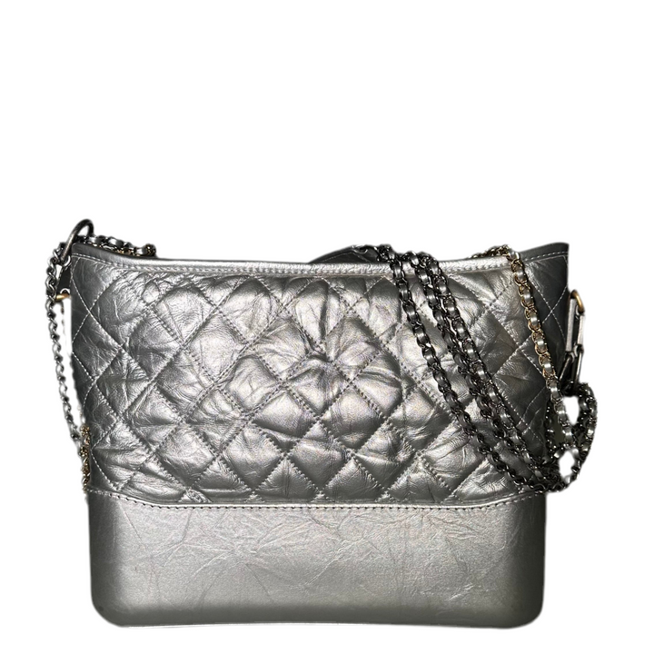 Chanel Tasche Gabrielle Vintage Nappa Leder Silber Hardware Silber Gold
