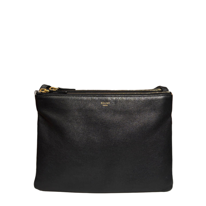 Celine Trio Tasche Leder Schwarz Hardware Gold