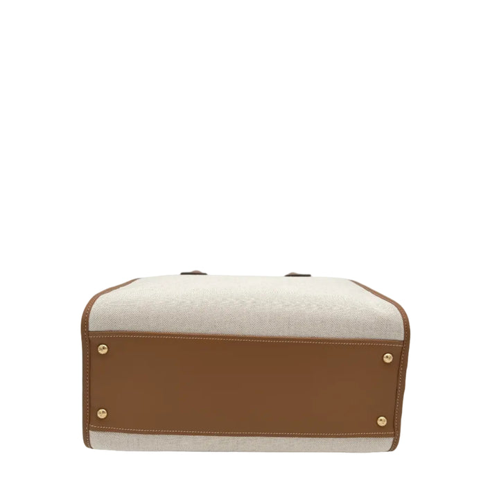 Prada Tasche Linen Leather Medium Totebag Camel/Weiß