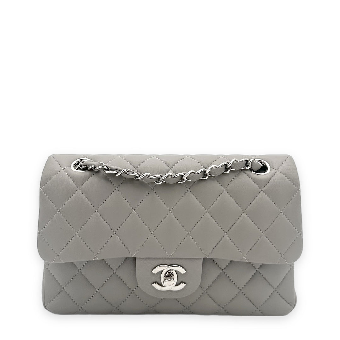 Chanel Tasche Timeless Small Lammleder Grau Hardware Silber