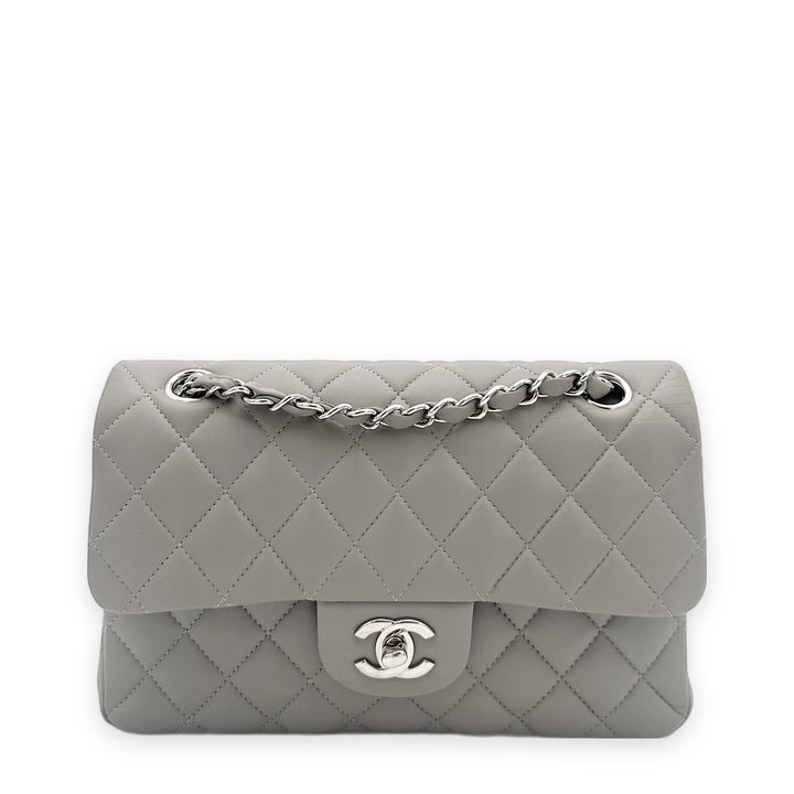 Chanel Tasche Timeless Small Lammleder Grau Hardware Silber