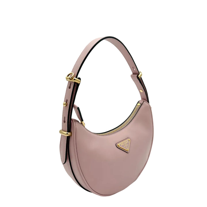 Prada Tasche Arqué Small Leder Alabaster Logo mit Schulterriemen