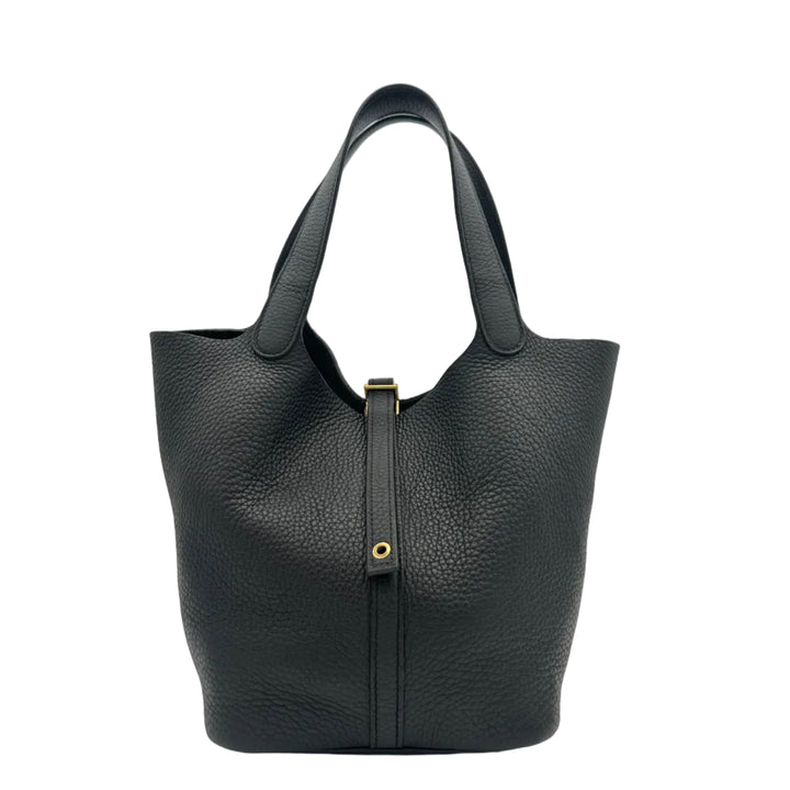 Hermes Picotin 22 Clemence Leder Schwarz Hardware Gold