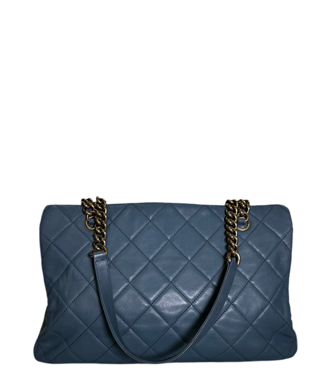 Chanel Tasche Shopping Tote Nappa Leder Blau Hardware Gold