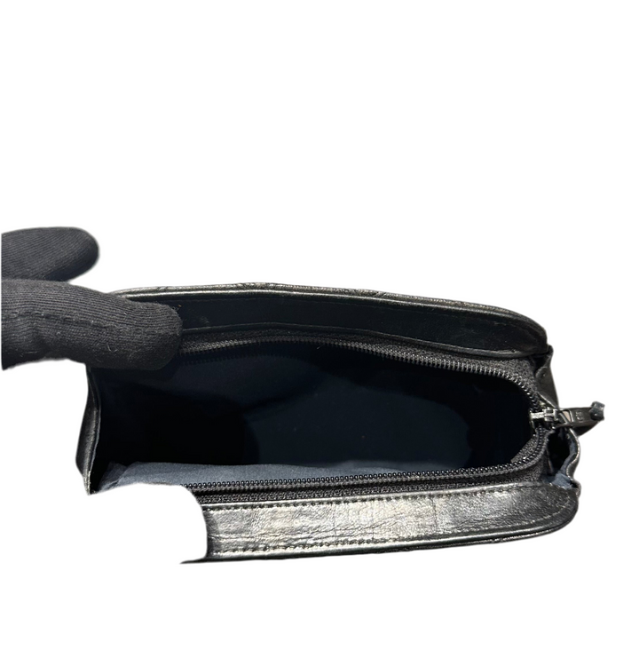 Chanel Geldbörse Lammnappa Leder schwarz gesteppt CC Logo Hardware Gold