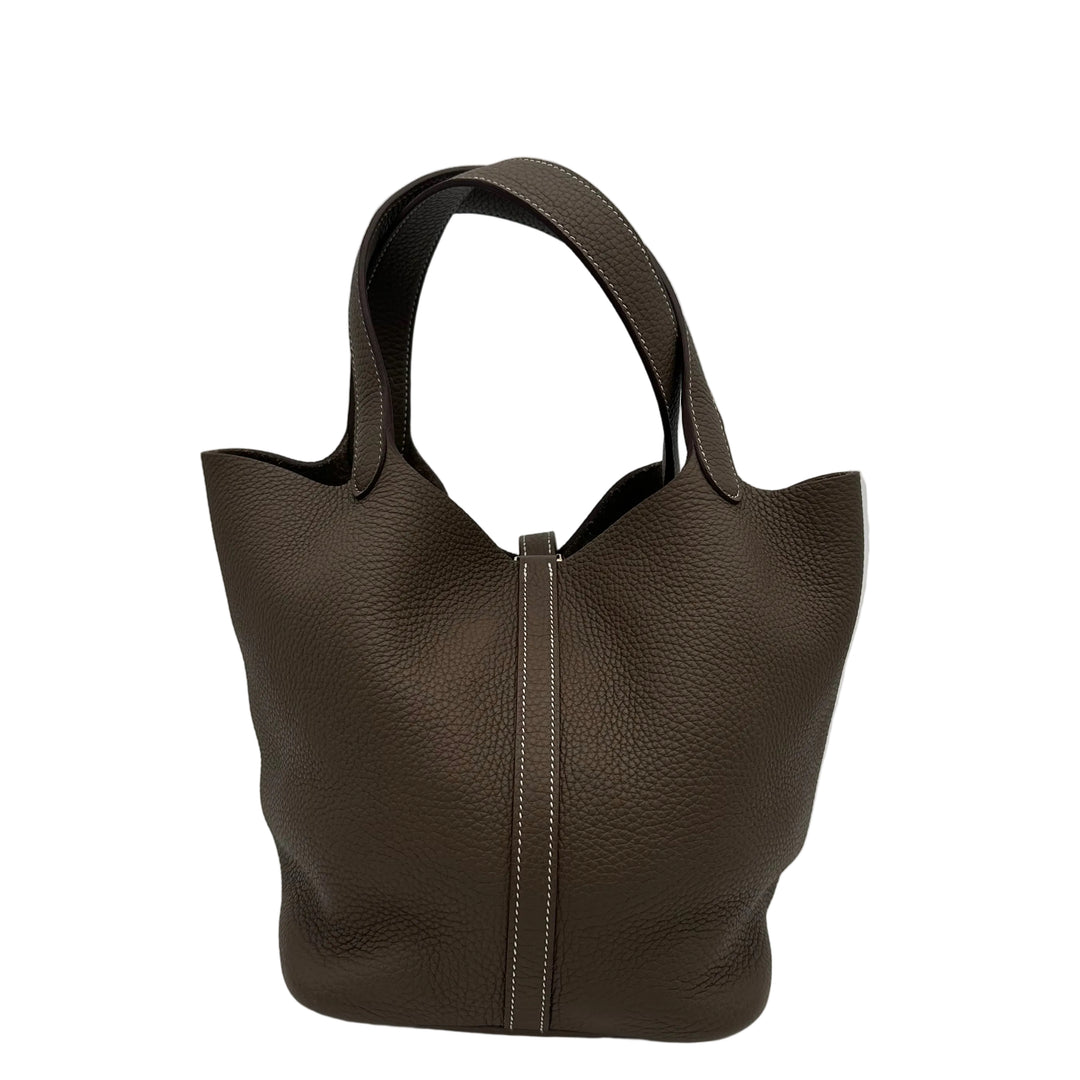Hermes Tasche Picotin Lock 22 Clemence Leder Etoupe Hardware Gold
