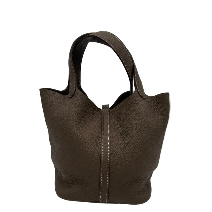 Hermes Tasche Picotin Lock 22 Clemence Leder Etoupe Hardware Gold