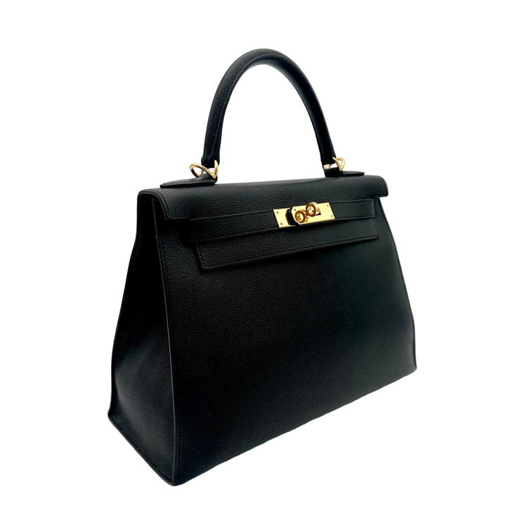 Hermes Kelly 28 Sellier Epsom schwarz Hardware Gold