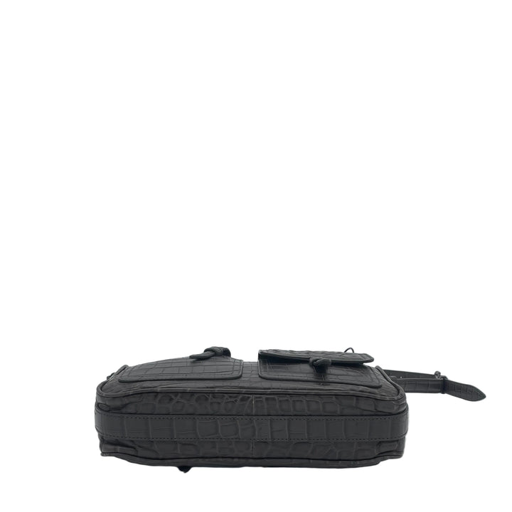 Bottega Veneta Tasche Tambura Multi Pocket Shoulder Bag Leder Kroko Etoupe