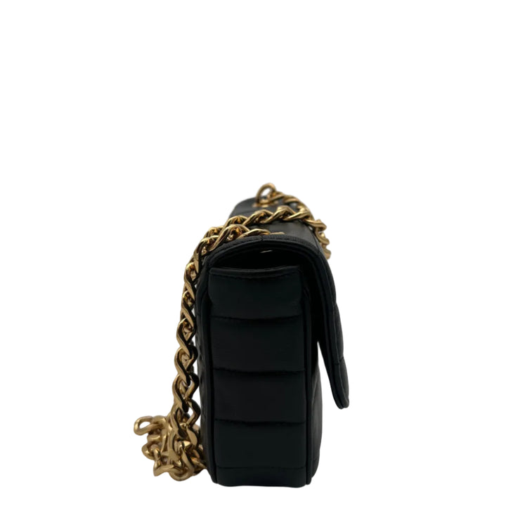 Celine Tasche Matelasse Monochrome Leder Schwarz Crossbody Celine Hardware Gold