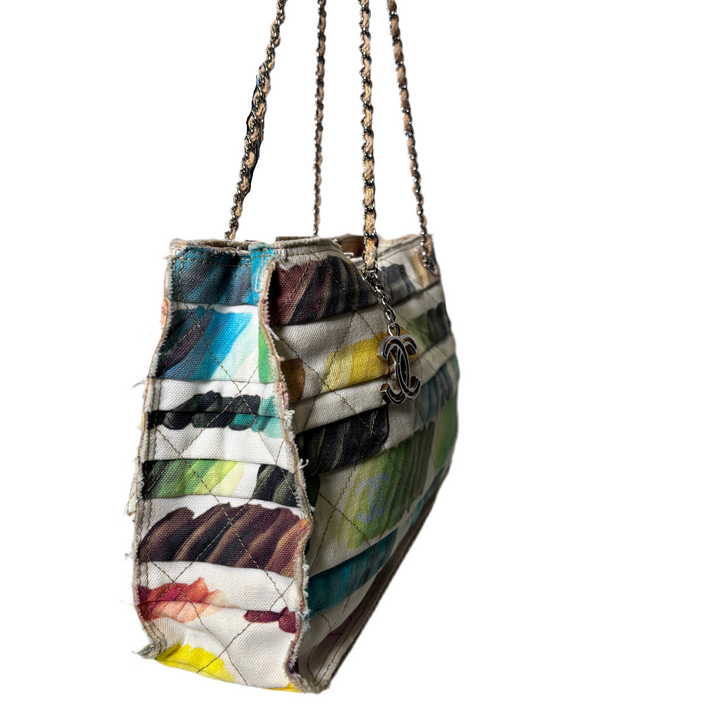 Chanel Tasche Canvas Leder Colorama Multicolor Hardware Silber