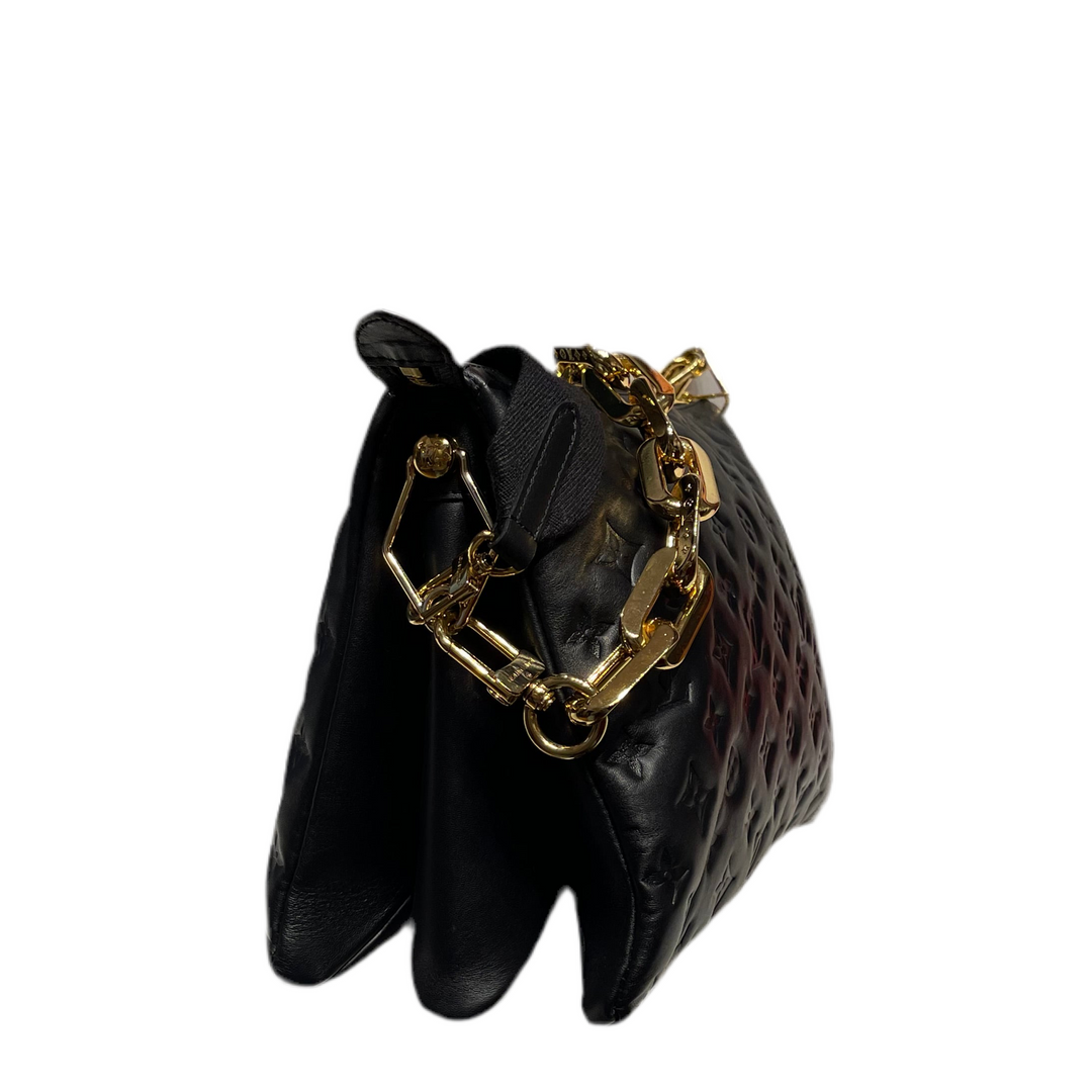 Louis Vuitton Tasche Coussin MM schwarz Leder Lamm Monogram Gold
