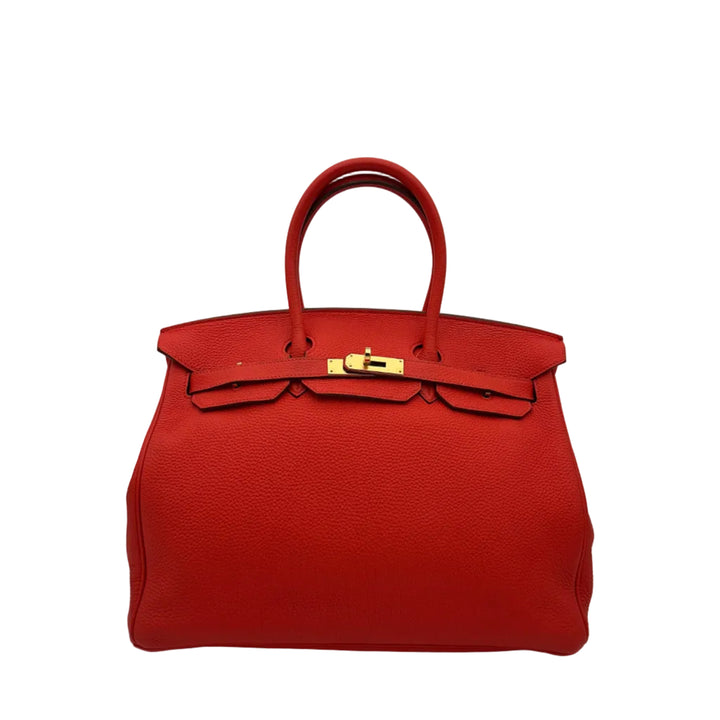 Hermes Bikin 35 Retourne Togo Leder Capucine Hardware Gold