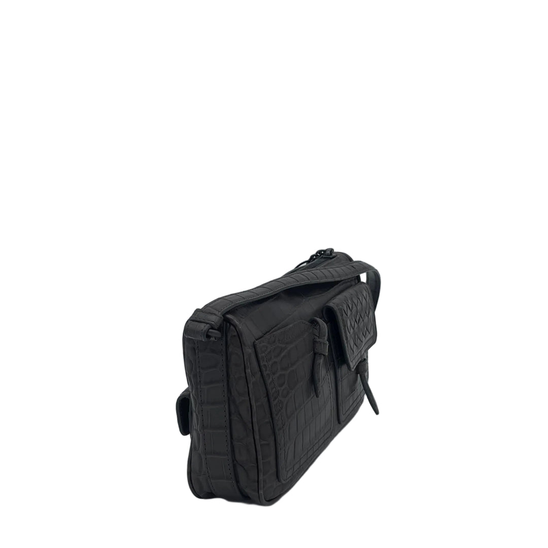 Bottega Veneta Tasche Tambura Multi Pocket Shoulder Bag Leder Kroko Etoupe