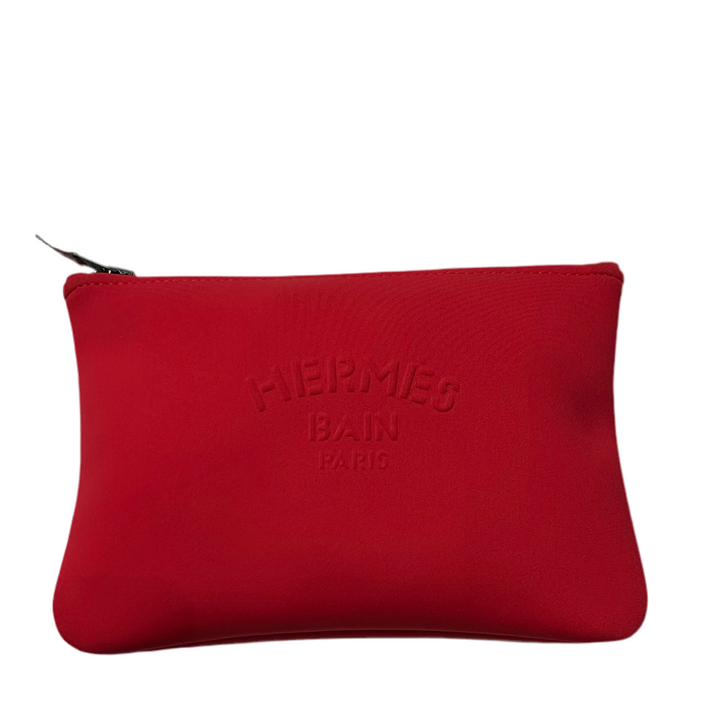 Hermes Kulturbeutel Neobain Canoe H Klein Polyamide /Elastane Rouge Casaque Logo