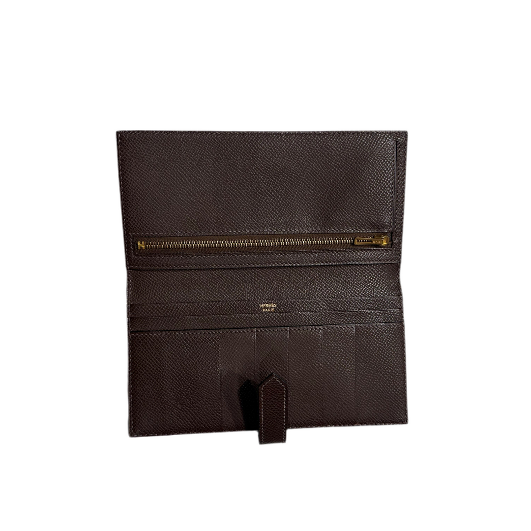 Hermes Geldbörse Bearn Epsom Braun Hardware Gold