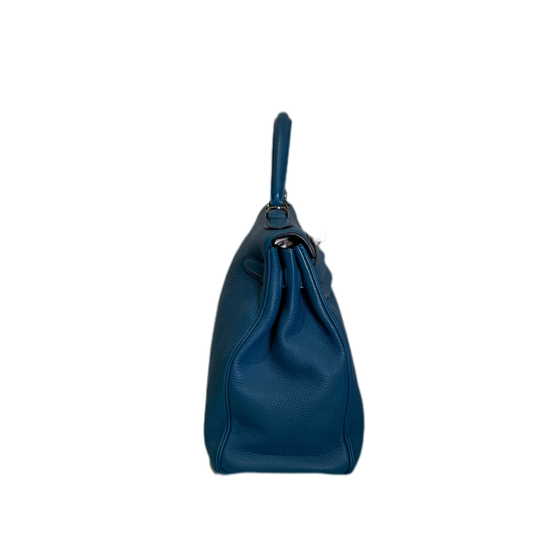 Hermes Kelly 32 Retourne Togo Leder Cobalt  Palladium