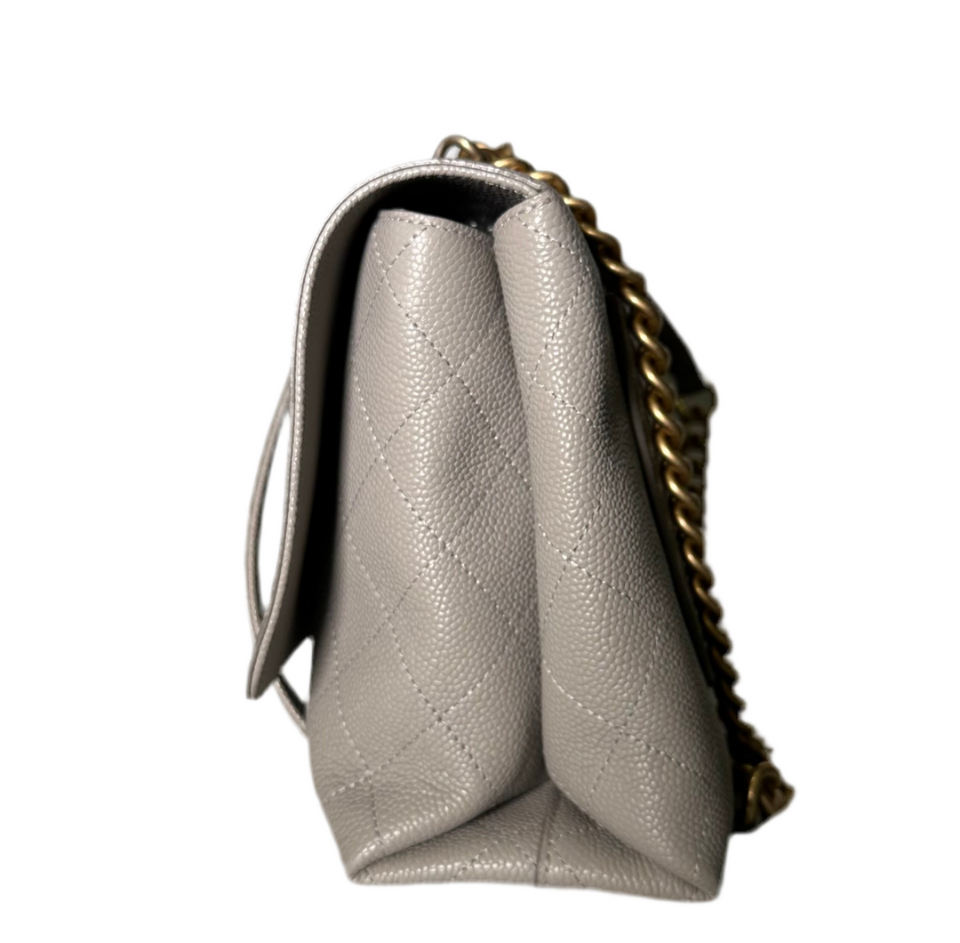 Chanel Tasche Caviar Leder Grau Hardware Eisgold