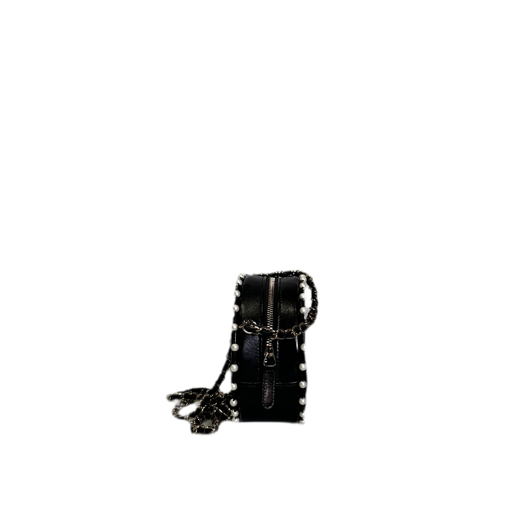 Chanel Tasche Coco Mark Perlen schwarz Nappa Leder Hardware Gold