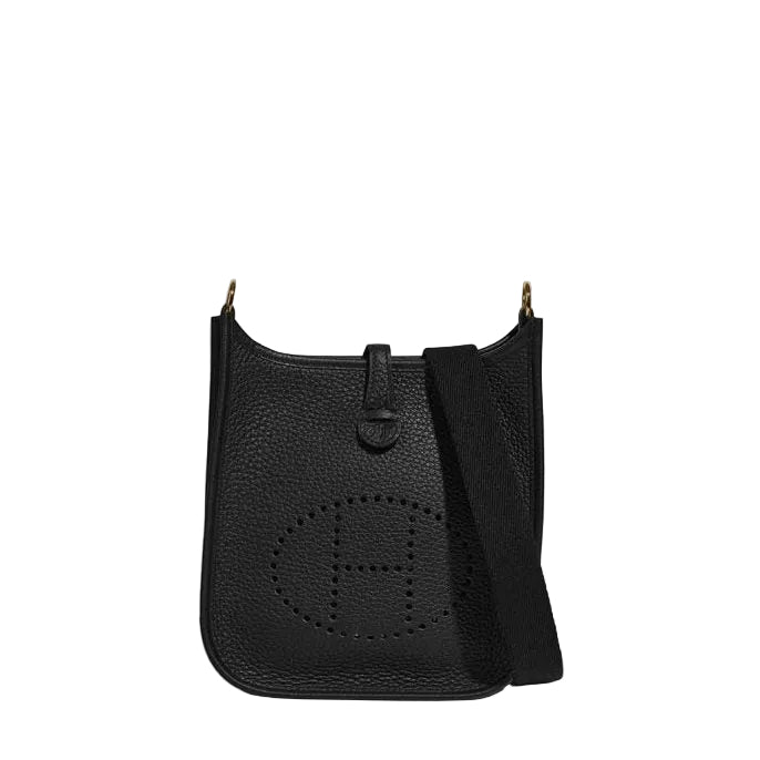 Hermes Mini Evelyne 16 Noir Togo Leder Schwarz Hardware Palladium
