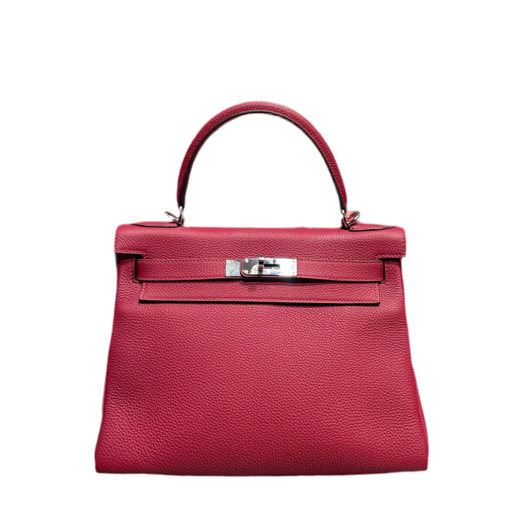 Hermes Kelly 28 Retourne Leder Togo Granat HW Palladium