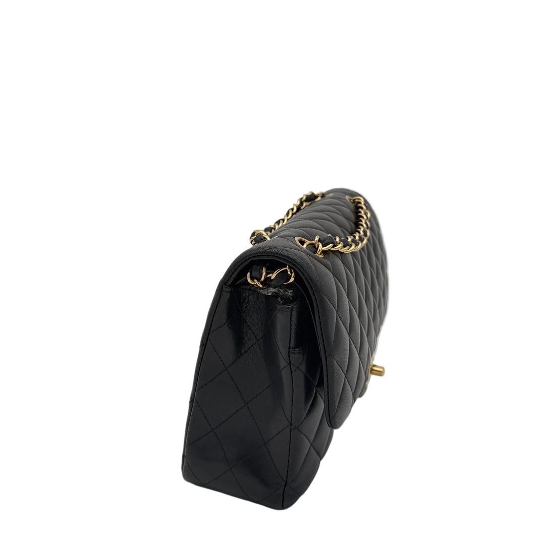 Chanel Tasche Timeless Double Flap Medium Nappa Leder Schwarz Hardware Gold