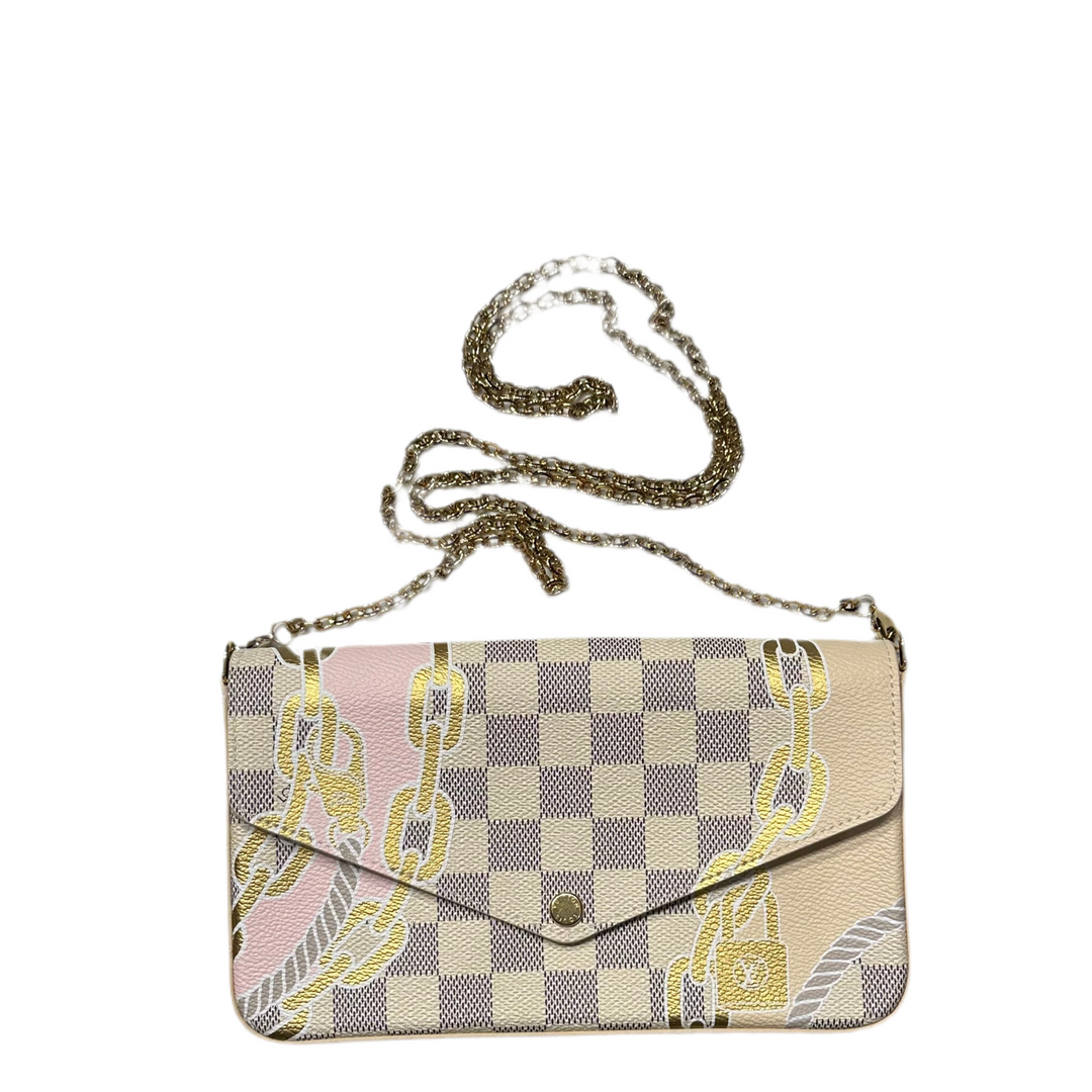 Louis Vuitton Pochette Felicie Damier Azur Limited Edition Rosa Gold Hardware Gold