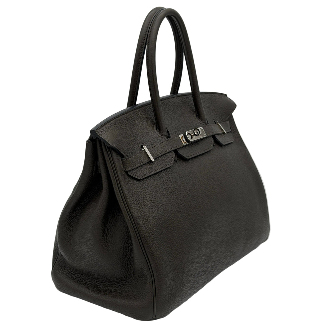 Hermes Birkin 35 Clemence Leder
Vert Bronze HW Palladium N= 2010