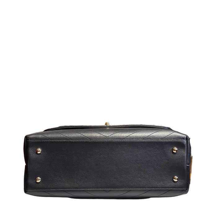 Chanel Tasche Top Handle 2 Way Chevron schwarz Eisgold