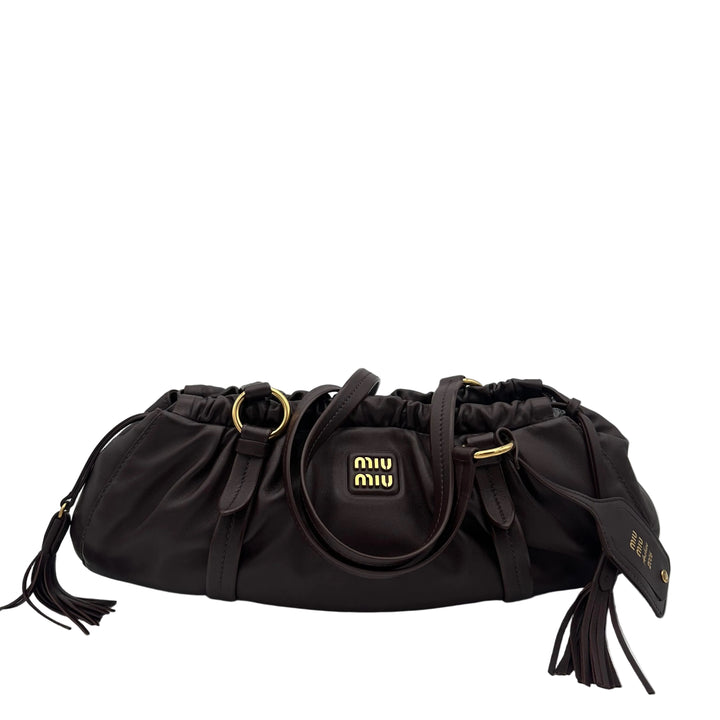 Miu Miu Tasche Joie Nappaleder Braun Tabak Logo Hardware Gold