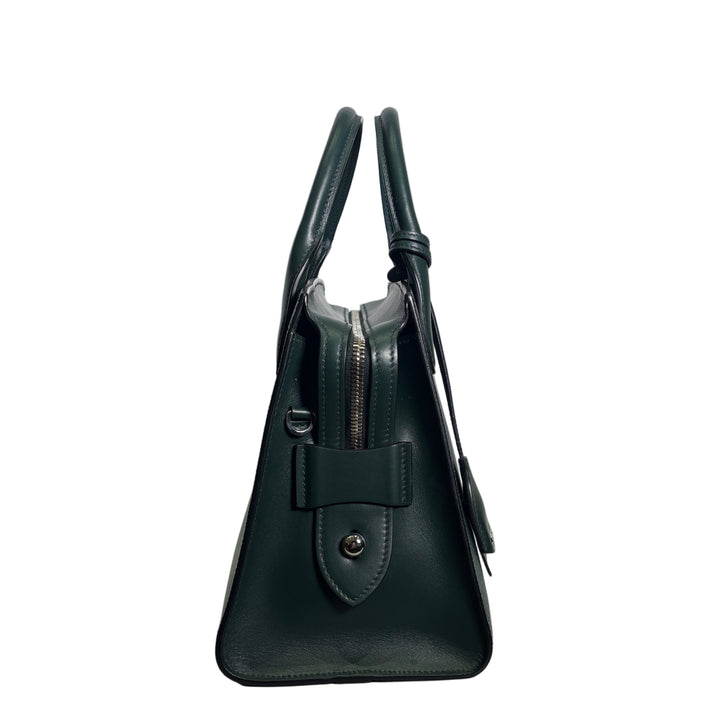 Prada Tasche 2way Saffiano Glattleder Dunkelgrün Logo Hardware Silber Schulterriemen