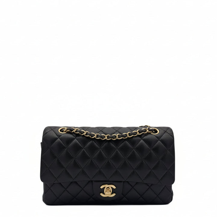 Chanel Tasche Timeless Double Flap Medium Nappa Leder Schwarz Hardware Gold