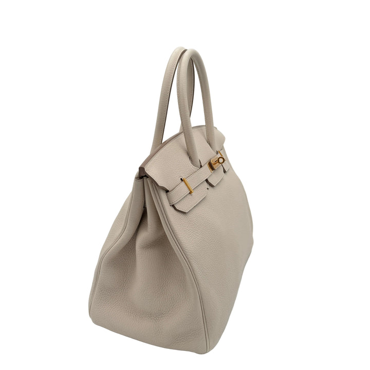 Hermes Birkin 35 Clemence Leder Craie Hardware Gold