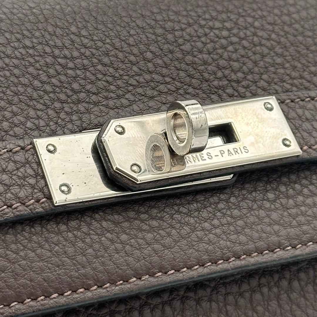 Hermes Kelly 35 Leder Clemence Retourne Cacao Hardware  Palladium