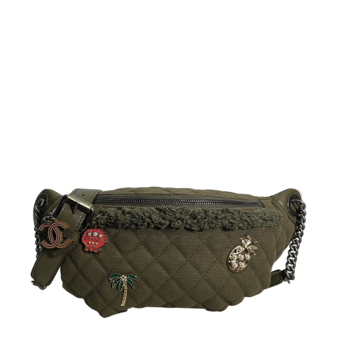 Chanel Hip Gürteltasche Coco Paris-Cuba Charmes Bag Canvas Leder Khaki