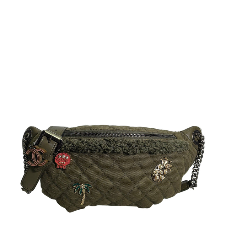 Chanel Hip Gürteltasche Coco Paris-Cuba Charmes Bag Canvas Leder Khaki