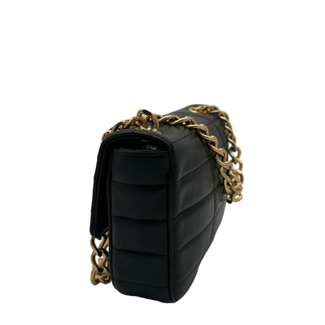 Celine Tasche Matelasse Monochrome Leder Schwarz Crossbody Celine Hardware Gold