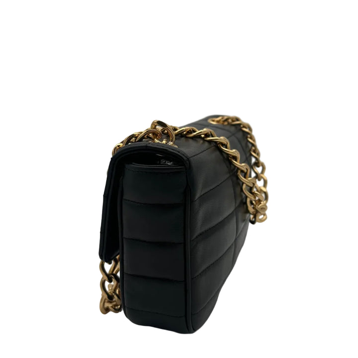 Celine Tasche Matelasse Monochrome Leder Schwarz Crossbody Celine Hardware Gold