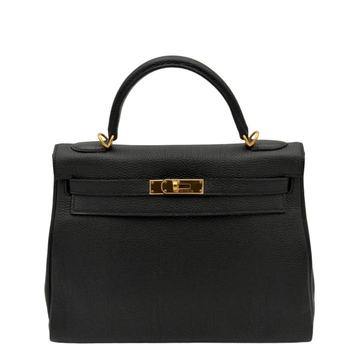 Hermes Kelly 32 Retourne Togo Leder Schwarz Hardware Gold