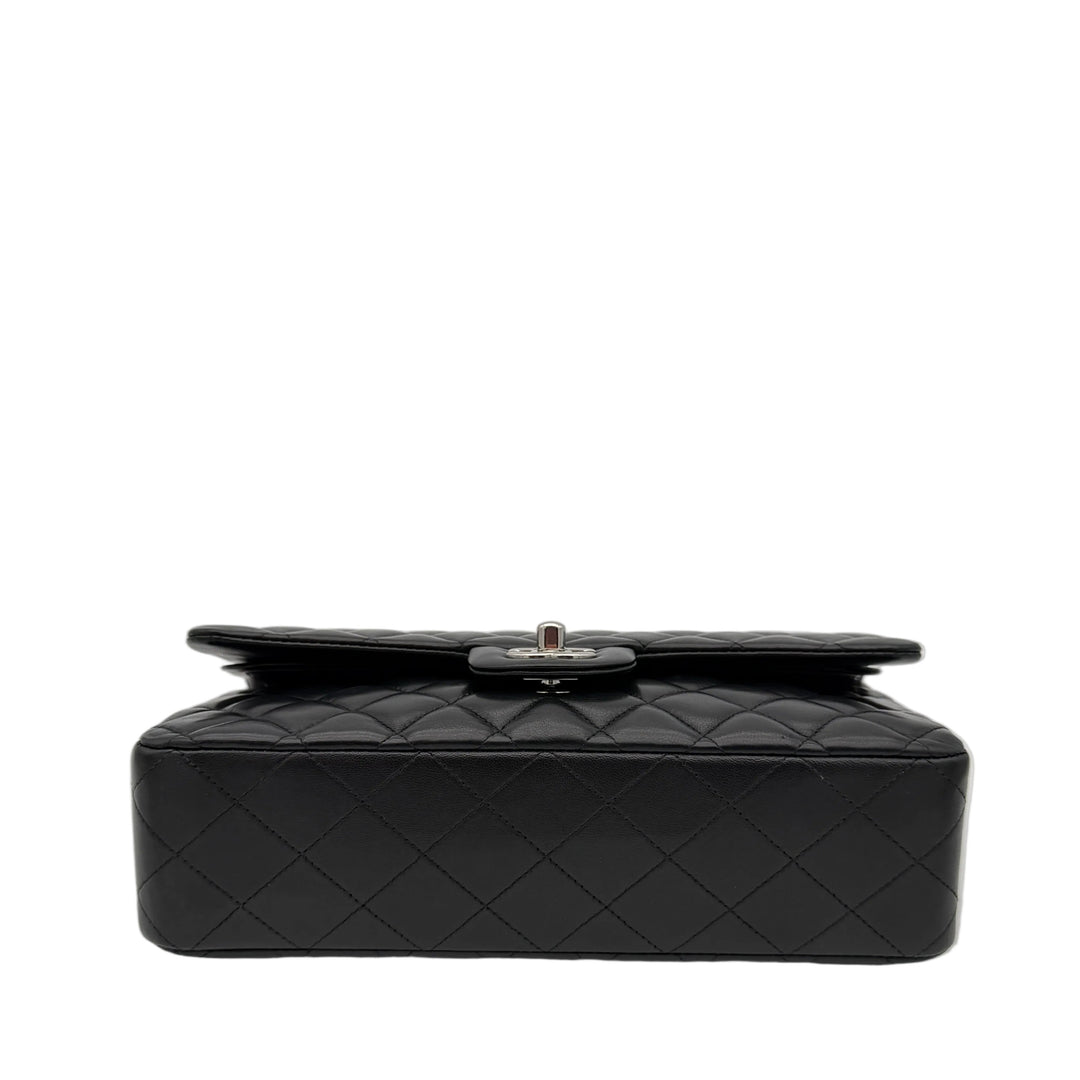 Chanel Tasche Timeless Double Flap Medium Nappa Leder Schwarz Hardware Silber