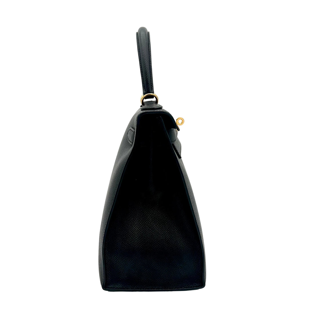 Hermes Kelly 28 Sellier Epsom schwarz Hardware Gold