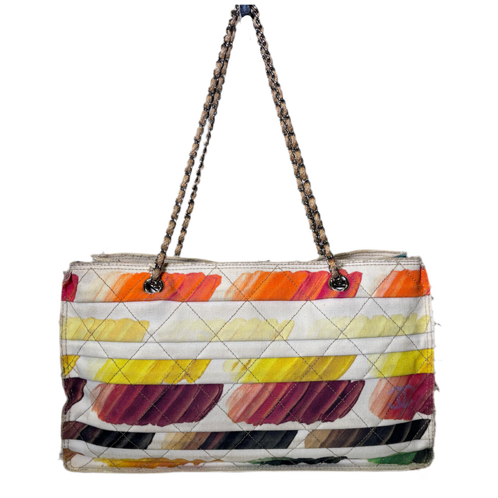 Chanel Tasche Canvas Leder Colorama Multicolor Hardware Silber