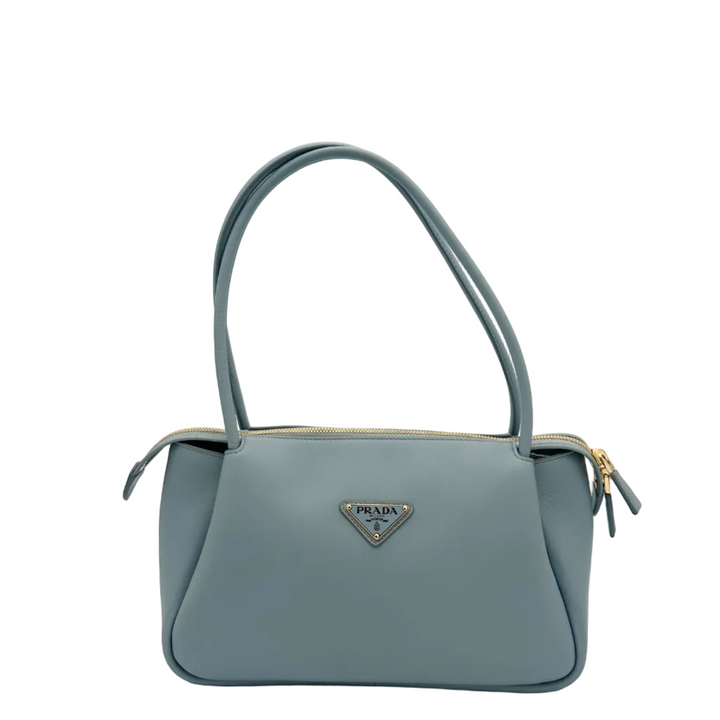 Prada Tasche Darling Medium Hellblau Leder 2 Henkel Hardware Gold