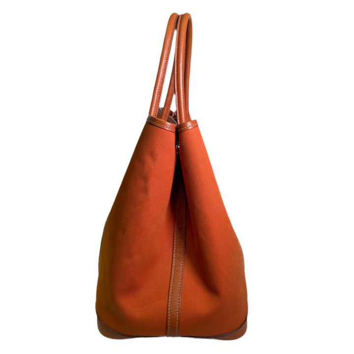 Hermes Tasche Garden Party Canvas Leder rost orange Palladium