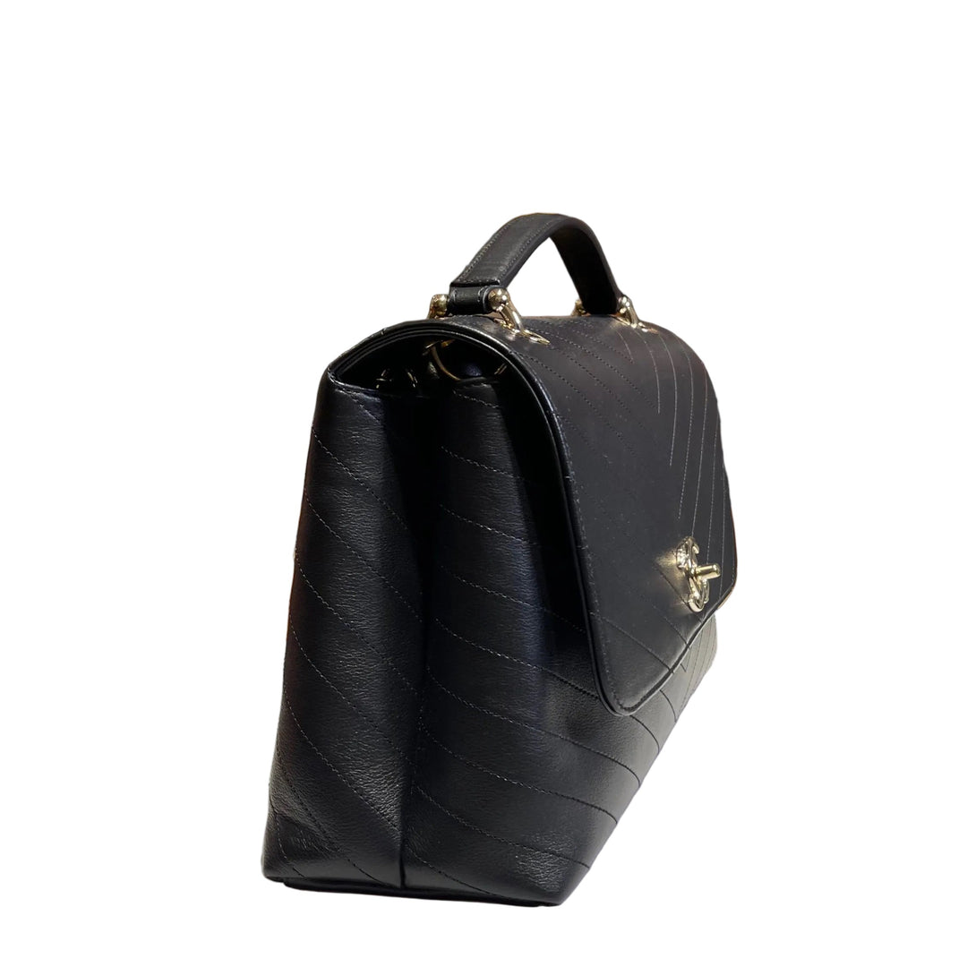 Chanel Tasche Top Handle 2 Way Chevron schwarz Eisgold