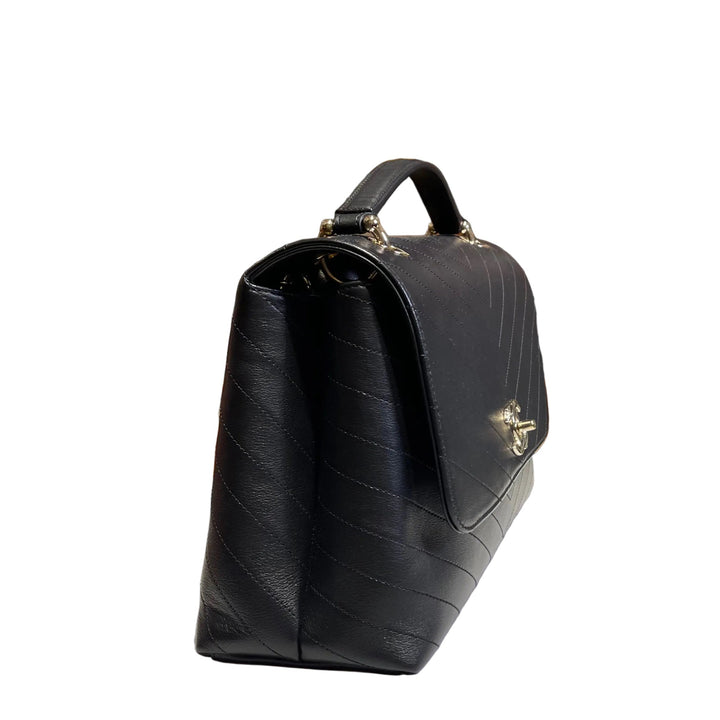 Chanel Tasche Top Handle 2 Way Chevron schwarz Eisgold